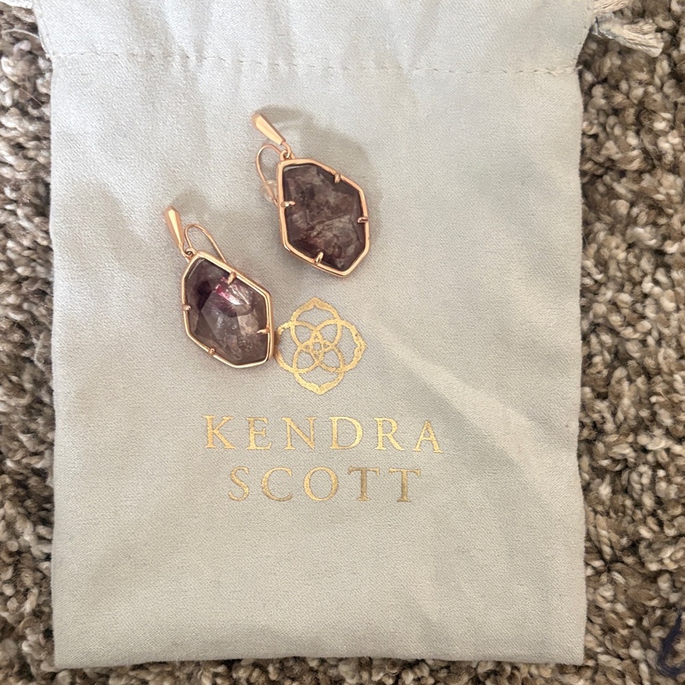 Kendra Scott Dunn Rose Gold Drop Earrings in Sable Mica